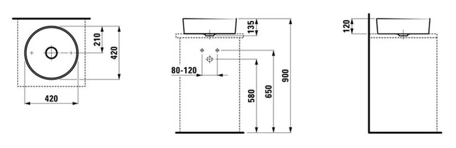 Раковина Laufen Kartell 8.1233.1 42 см накладная Hanex