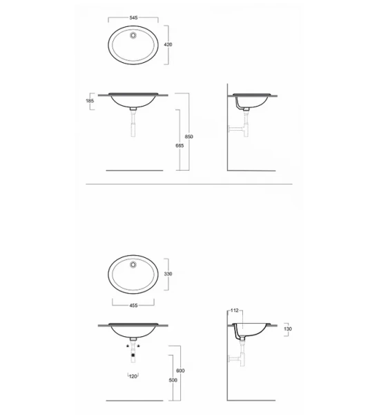 Раковина встраиваемая Simas Lavabi d’arredo Marine S 50P Hanex