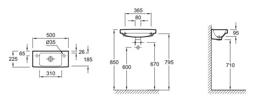 Раковина Jacob Delafon Odeon Up подвесная, без переливного отверстия E4699-00 Hanex