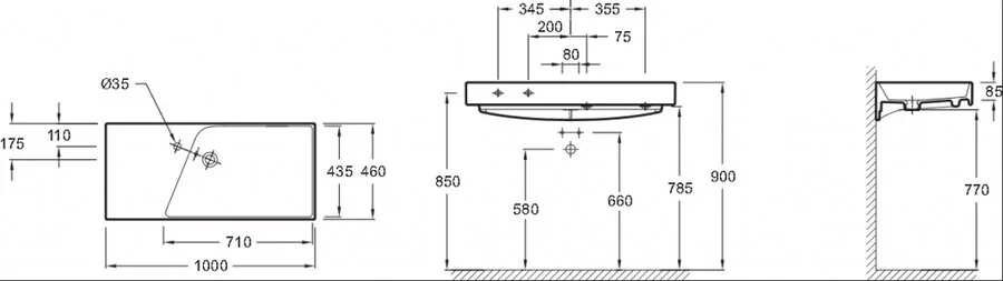Раковина Jacob Delafon Rythmik 100 см белая EXN112-Z-00 Hanex