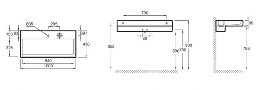 Раковина Jacob Delafon Terrace 100 см с подсветкой  EXC9112-00 Hanex