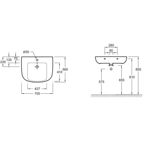 Раковина подвесная, цвет белый, Jacob Delafon ODEON UP Hanex