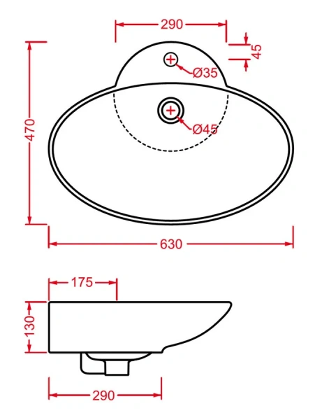 Раковина накладная ArtCeram Fuori 3 TFL004 Hanex