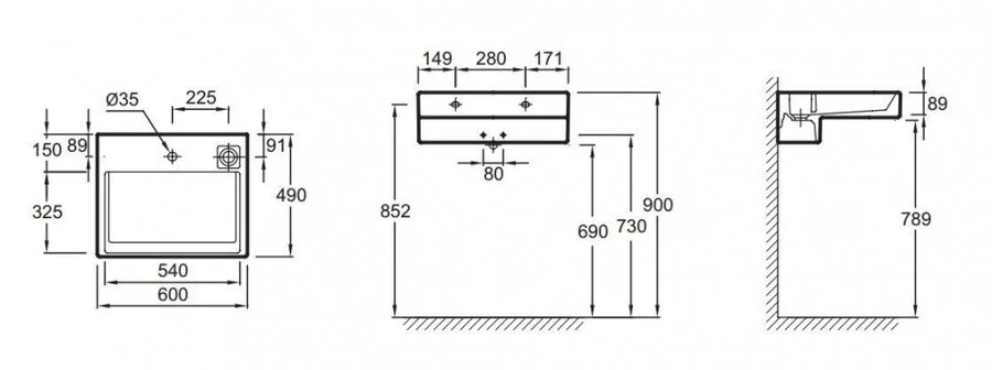 Раковина Jacob Delafon Terrace 60 см белая EXE112-00 Hanex