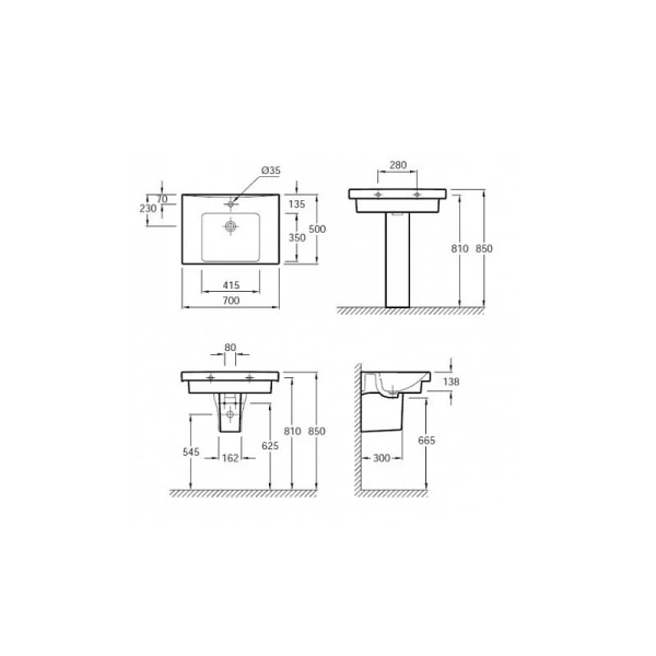 Раковина Jacob Delafon Odeon Up 70 см подвесная E4732-00 Hanex