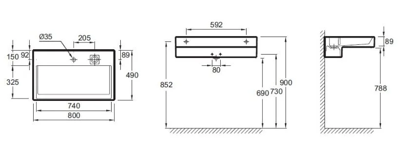 Раковина Jacob Delafon Terrace 80 см с подсветкой EXD9112-00 Hanex