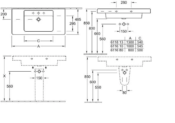 Раковина Villeroy&Boch Omnia Architectura 611610 Hanex