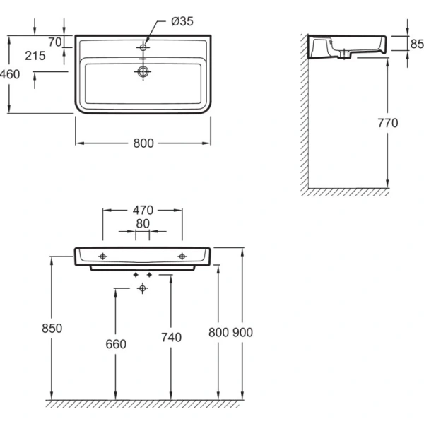 Раковина подвесная Jacob Delafon REPLAY E4490-00 80 см керамическая Hanex