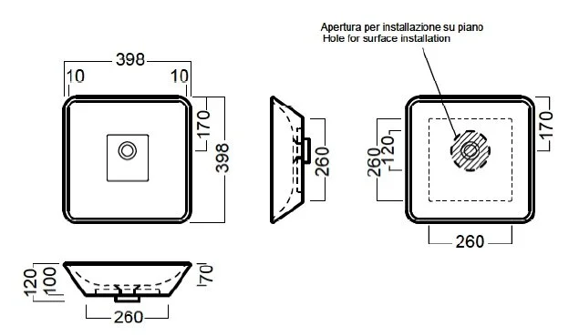 Раковина накладная Hatria Happy Hour Y0QR01 40х40 см Hanex