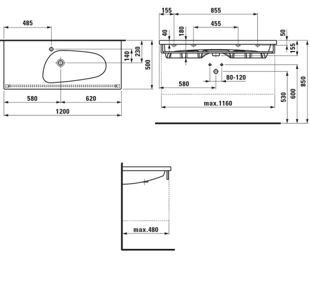 Раковина Laufen Palomba 8.1480.6 Hanex