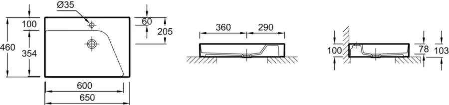 Раковина Jacob Delafon Rythmic Pure 65 см левая, белая EVN112-00 Hanex