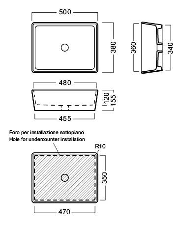 Раковина встраиваемая Hatria Happy Hour YXSQ01 50х40 см Hanex