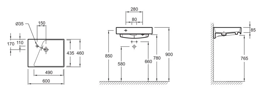 Раковина Jacob Delafon Rythmik 60 см белая EXQ112-Z-00 Hanex
