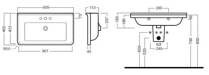 Раковина подвесная Hatria Erika Pro YXE901 80х45 см Hanex