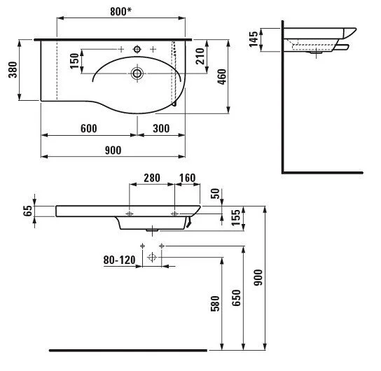 Раковина Laufen Palace 90 см цвет белый 8.1670.2.000.104.1 Hanex