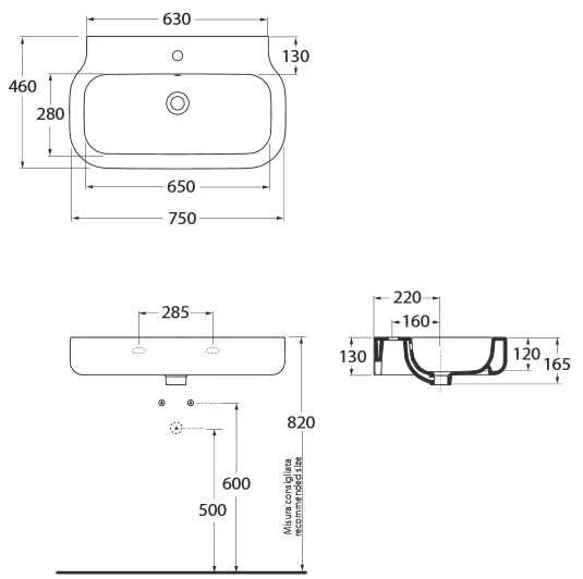 Раковина Azzurra Glaze GLZ275M GLZ275M/SOSP bi*1 Hanex