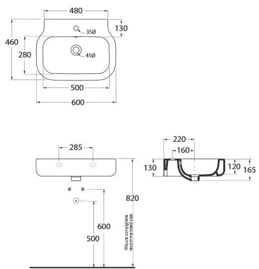 Раковина Azzurra Glaze GLZ260M GLZ260M/SOSP bi*1 Hanex