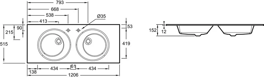 Раковина Jacob Delafon Odeon Rive Gauche EB2565-DE 121 см стеклянная Hanex