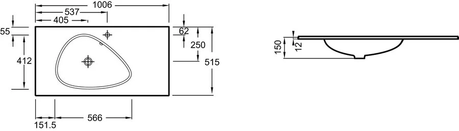 Раковина Jacob Delafon Nouvelle Vague 100 см матовая белая EB3021-DE1