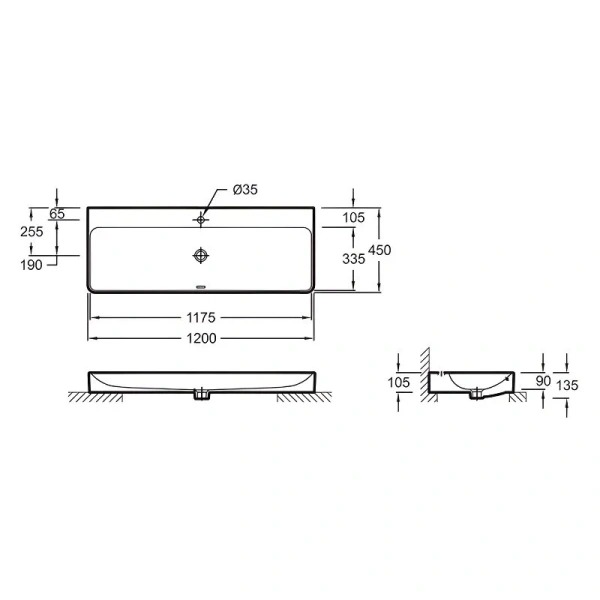 Раковина Jacob Delafon Vox 120 см накладная EVA112-00 Hanex