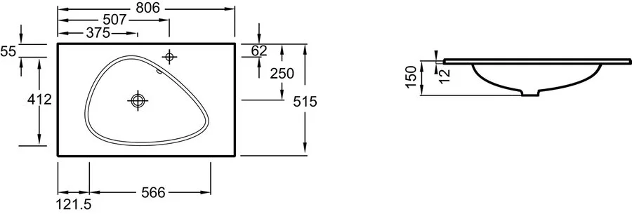 Раковина Jacob Delafon Nouvelle Vague 80 см матовая белая EB3020-DE1 Hanex