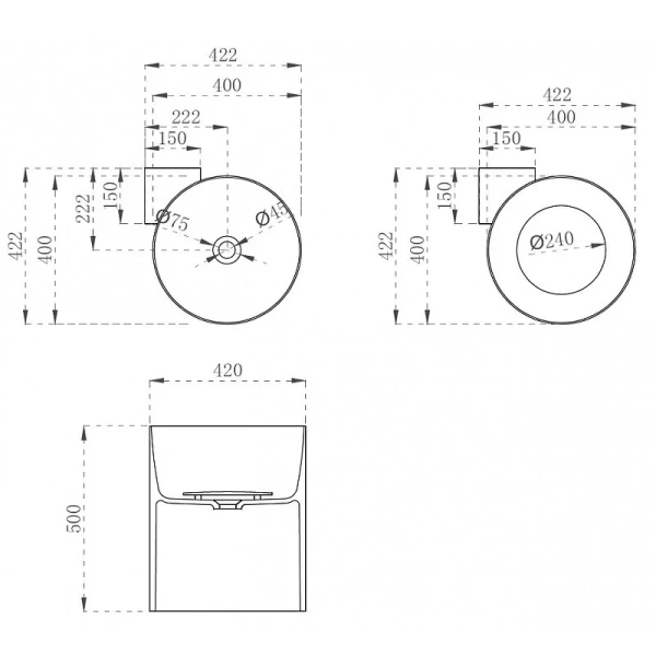Раковина Abber Kristall AT2705 42 см круглая Hanex