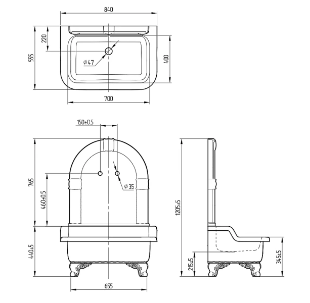 Раковина напольная Migliore Olivia Zampa галерея бронза 26297 Hanex