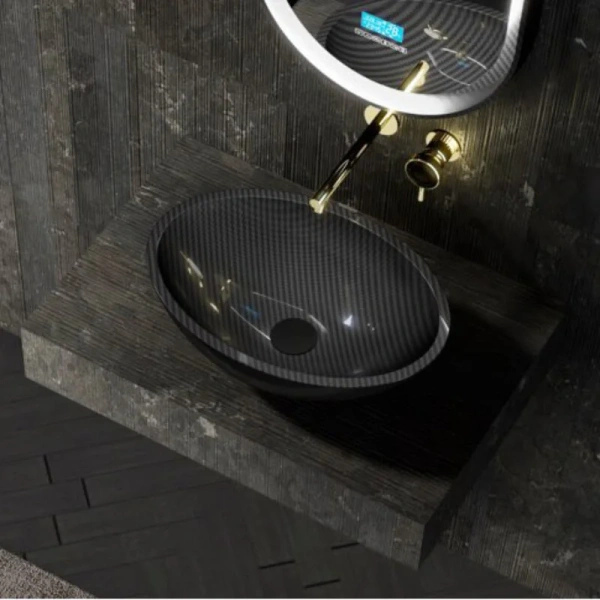 Раковина Abber Karbon 50 см черная AK2042 Hanex