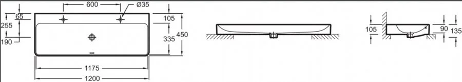 Раковина Jacob Delafon Vox 120 см накладная EVA122-00 Hanex