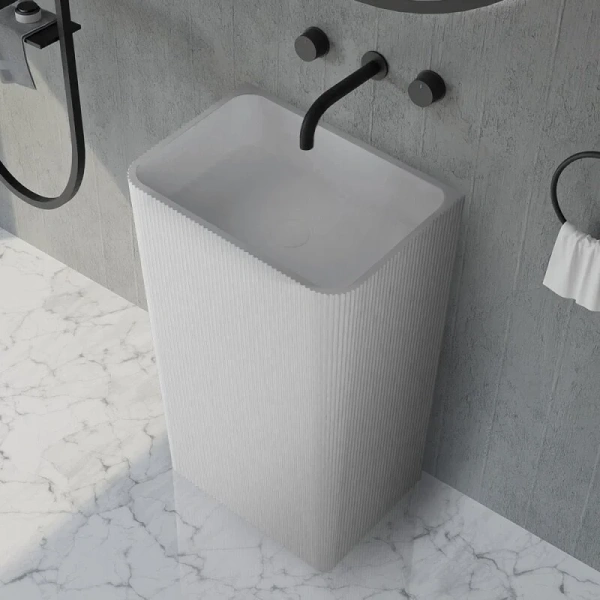 Раковина напольная Abber Stein белая матовая AS2505-H Hanex