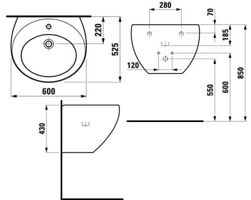 Раковина Laufen Alessi One 8.1097.2 Hanex