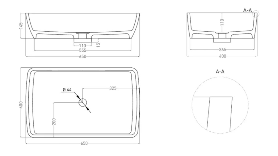 Раковина Salini Gloria 11 65 см накладная 1102212M Hanex