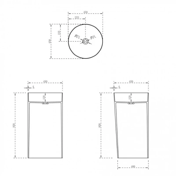 Раковина напольная Abber Stein искусственный камень AS2506 Hanex