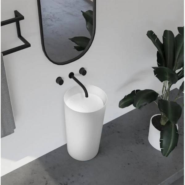 Раковина напольная Abber Stein белая матовая AS2506-H Hanex