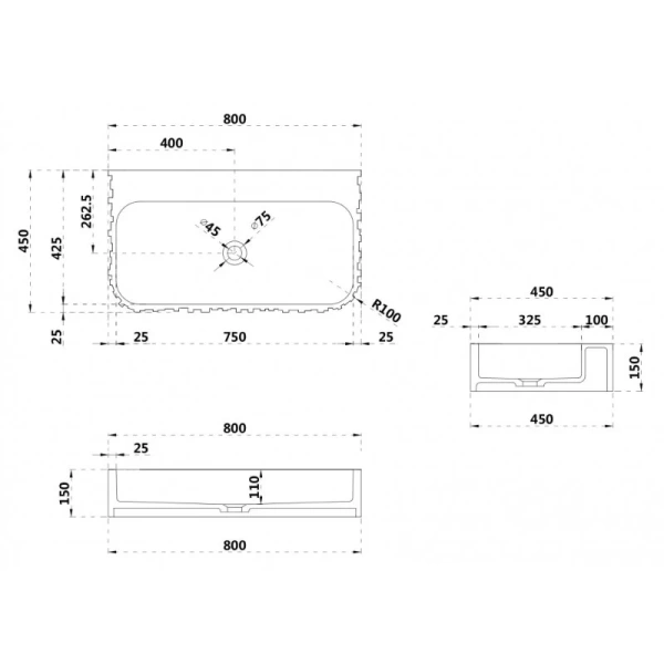 Раковина Abber Stein 80 см белая матовая AS2652-0.8 Hanex