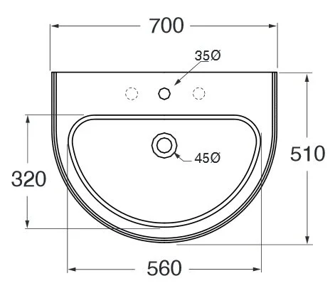 Раковина Azzurra Charme CHA270 bix1 Hanex
