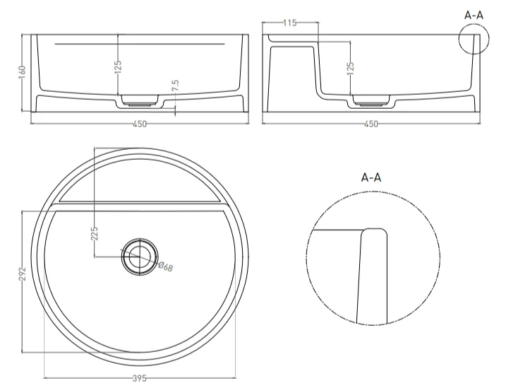 Раковина Salini Armonia Top 02 45 см покраска по RAL полностью 130126MF Hanex