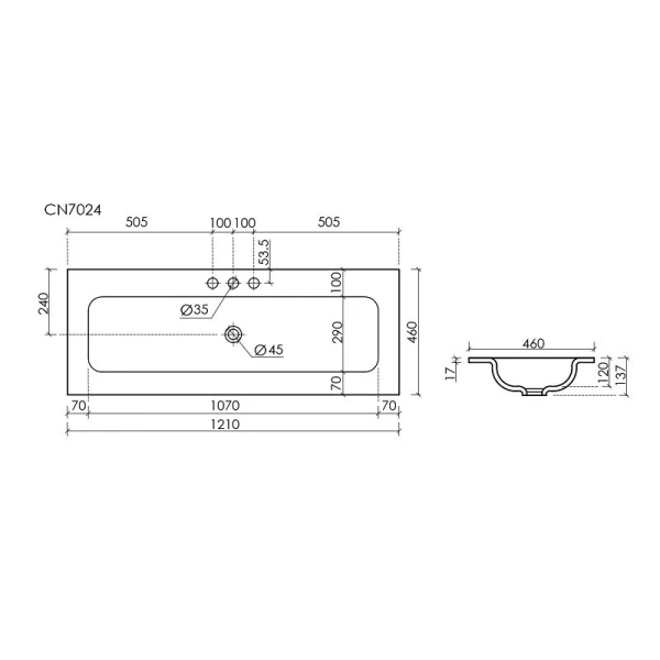 Раковина Ceramica Nova Grace 121 см черная матовая CN7024MB Hanex