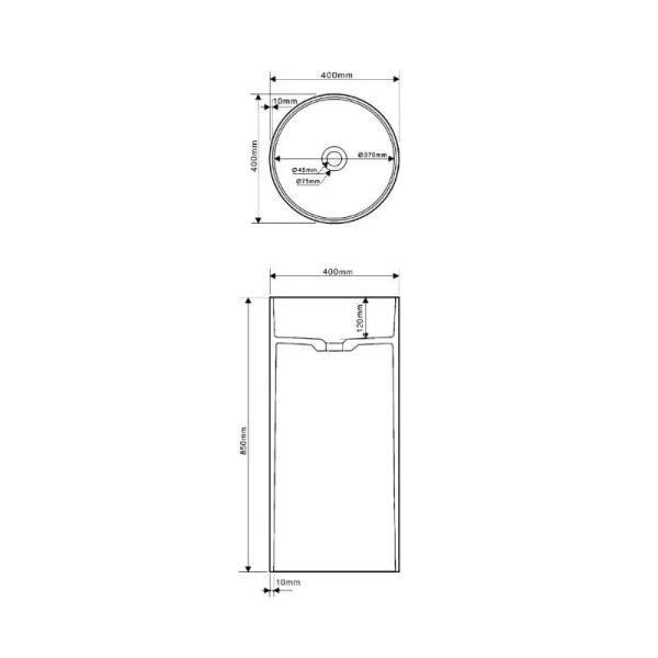 Раковина напольная Abber Stein 40 см белая матовая AS2516 Hanex