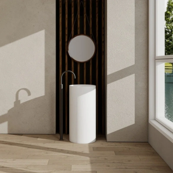 Раковина напольная Abber Stein 40 см белая матовая AS2516-H Hanex