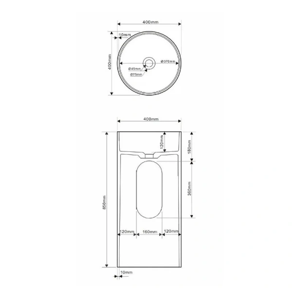 Раковина напольная Abber Stein 40 см белая матовая AS2516-H Hanex