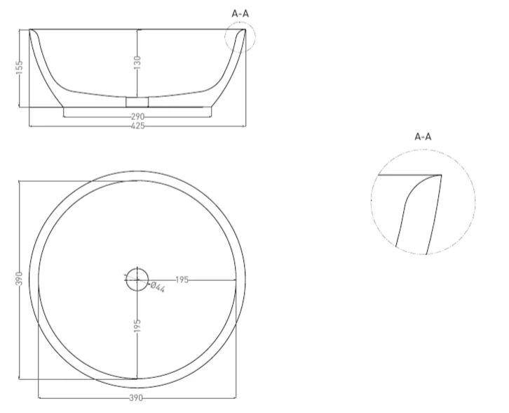 Раковина Salini Alda 02 42 см накладная, покраска по RAL полностью 1102210MF Hanex