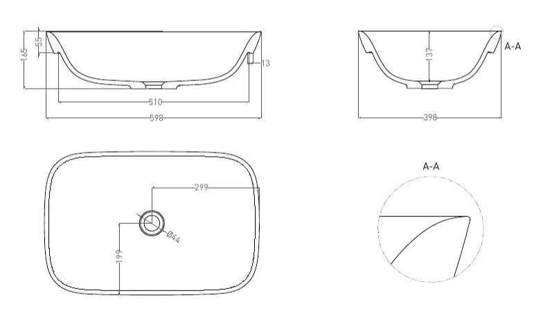 Раковина Salini Marea 02 60 см покраска по RAL полностью 1802202MF Hanex