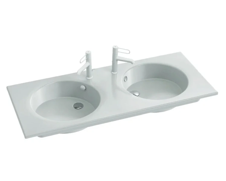 Раковина Jacob Delafon Odeon Rive Gauche 120 см белая, 2 отверстия под смеситель EXAT112-Z-00 Hanex