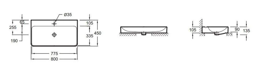 Раковина Jacob Delafon Vox 80 см накладная EVC112-00 Hanex