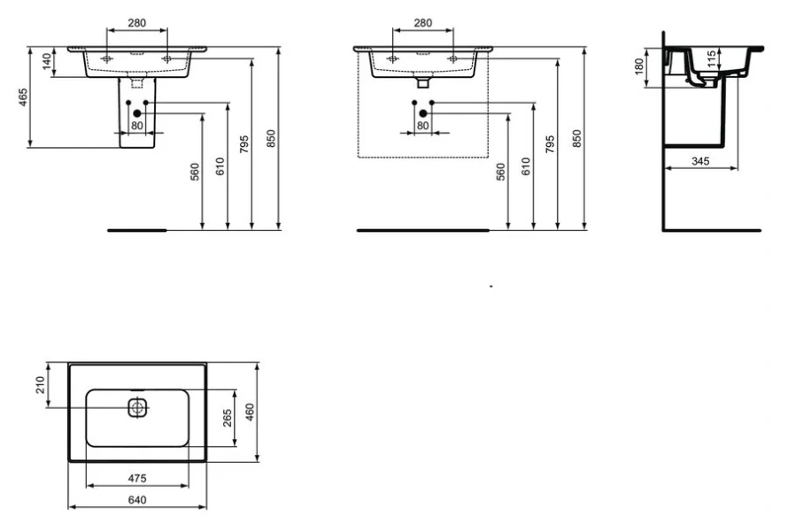 Раковина Ideal Standard Strada II 64 см белая T363301 Hanex
