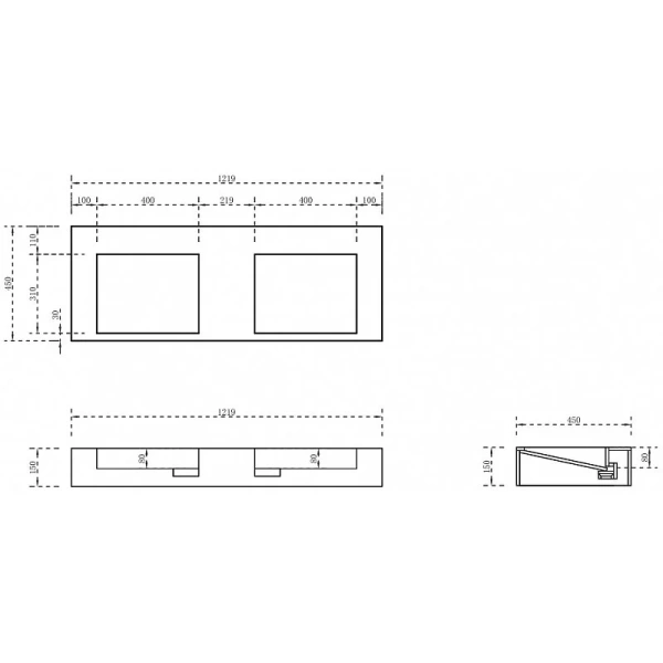 Раковина Abber Stein 120 см белая матовая AS2643-1.2 Hanex