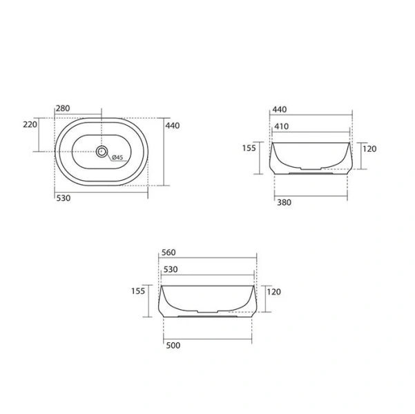 Раковина Kerasan F10 56 см белая матовая 460530 Hanex