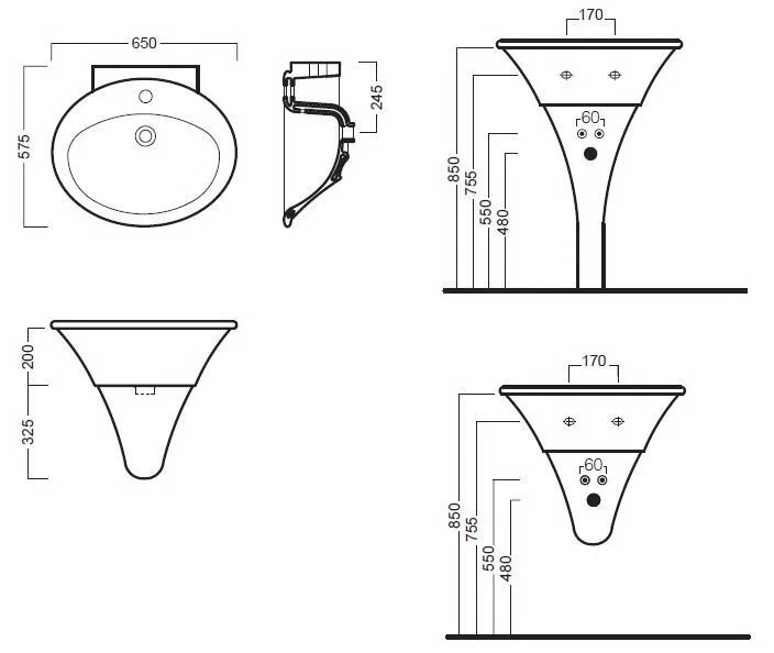 Раковина подвесная Hatria Sculture Y0LZ01 65х55 см Hanex
