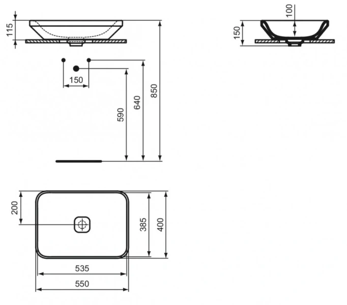 Раковина Ideal Standard Tonic II 55 см накладная K083401 Hanex